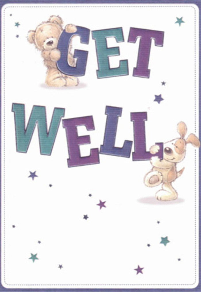 This charming get well card effuses gentle encouragement, its uplifting spirit perfectly captured by the whimsical bear and affectionate puppy at its centre. Playful stars in jewel tones of violet, teal, and blue captivate the eye, orbiting the friends like tangible wishes floating through the air over Stratford's bustling streets. The bold, hand-lettered message-shaded in striking purples and aquas-anchors the design, merging a sense of cheer with heartfelt reassurance. The textures are nearly tangible: the bear's downy fur and the velvety softness of the pup's floppy ears, vivid enough to evoke memories of petting a companion in West Ham Park. Each expressive detail reveals the care and artistry that local floral experts at Stratford Flowers pour into every arrangement. The scene brims with authenticity and hope, inviting you to imagine gifting this card alongside a bouquet of fresh, fragrant blooms to a loved one across Stratford. Its light, airy composition and warmth make it a treasured expression of encouragement-an artful companion for anyone in recovery, whether in a quiet home off Stratford High Street or a sun-drenched spot by the River Lea.